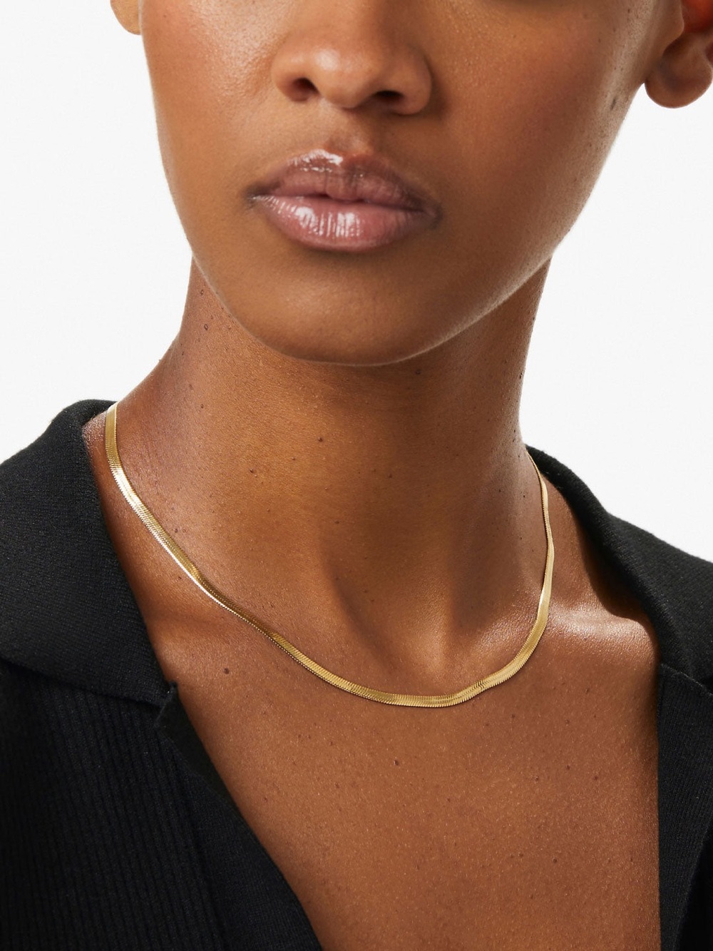 Ana Luisa 14K Gold Ina Herringbone Chain 16” Classic Timeless Necklace